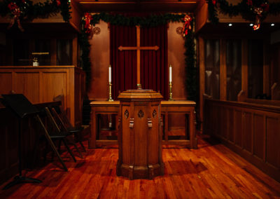 Image of the baptismal font in the chancel.